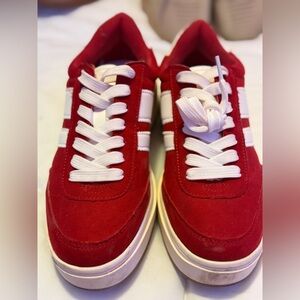 Vibrant Madden Girl Red Sneakers with White Laces